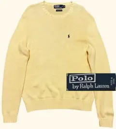 90RALPHドリフターセーターニットイエロー黄色Mポニロゴ刺繍コットンPOLO