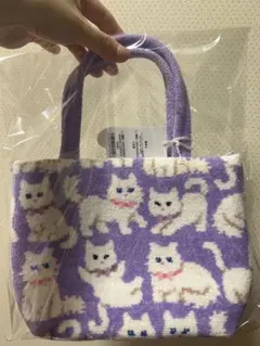 FEILER フェイラー モフモフネコチャン ハンドバッグ パープル - メルカリ