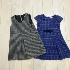 BeBe ストライプ柄 ワンピース 120 ミキハウス　青　ワンピース　130