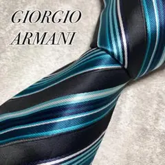 ジョルジオアルマーニ　ネクタイ　光沢感　レジメンタル　ストライプ　イタリア製