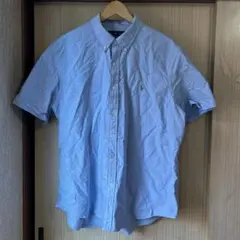 Ralph Lauren ライトブルー ボタンダウン半袖シャツ 刺繍ロゴ XXL