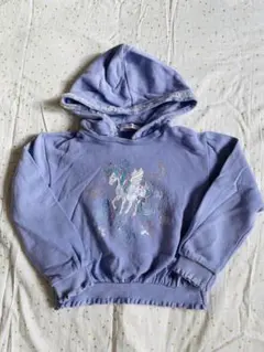 ユニコーン刺繍 薄紫 フード付きパーカー