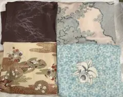 羽織　小紋 着物 茶色 ピンク 青 花柄　リメイク用　ハンドメイド手芸つまみ細工