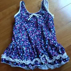 女の子用フリル付き水着 100cm 紫色