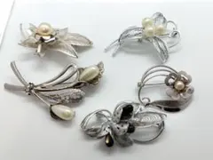シルバーカラー系　ブローチ　5点　おまとめ出品　アクセサリー　レディース