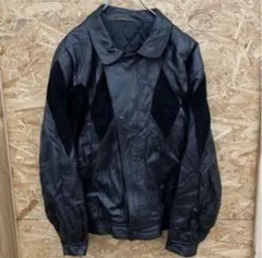 00s Y2K レザージャケット ブルゾン ライダース アーガイル ブラック