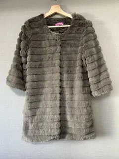 7分袖カーキファーコート