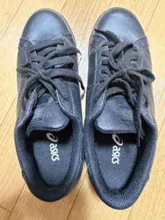 asics ブラック レザーフェイク スニーカー