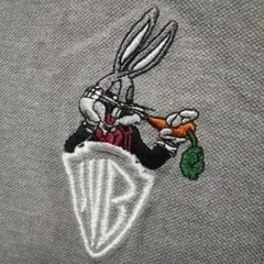 00s バックスバニー WB 刺繍 ワンポイント グレー ポロシャツ 2XLのサムネイル