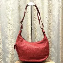 レッド レザー ショルダーバッグ cal 牛革 2WAY - メルカリ
