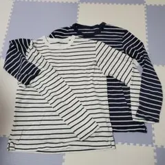 A*中様 ユニクロ　白黒のボーダー　白紺のボーダー　長袖Tシャツ　Lサイズ　2枚