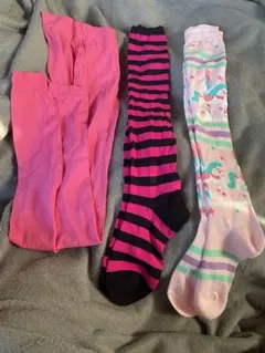 ロリータ系 ニーハイソックス まとめ売り ボーダー ユニコーン 3点セット