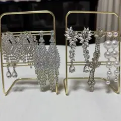 クリスタル装飾 シルバーピアス 6点セット　コンテスト　結婚式