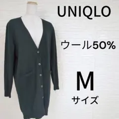 はっちん様専用 UNIQLO ウール混 ロングカーディガン 黒 M *656
