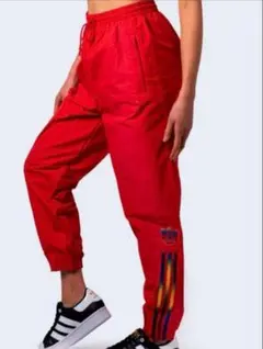 adidas アディダス レッド 赤 ナイロン トラックパンツ ジャージ XS