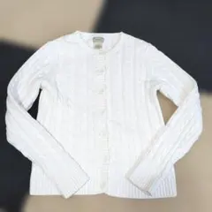 L.L.Bean ホワイト カーディガン XS　ケーブルニット