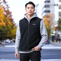 コロンビアフリースベスト　ブラック系　ロゴ　アウトドア　メンズ2XL古着