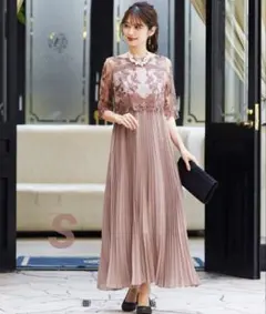 ★新品★ ドリードール　刺繍レース切り替えプリーツロング結婚式　ドレス