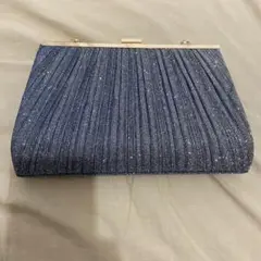 ダークブルー プリーツ パーティーバッグ