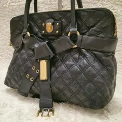 MARC JACOBS キルティング レザートートバッグ ブラック リボン A4
