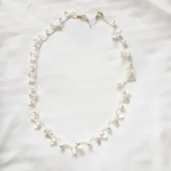 ホワイト パール ネックストラップ ハンドメイド