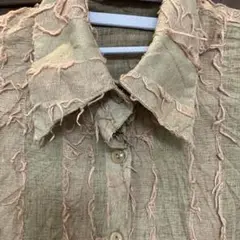 WENDUフリンジ加工 ベージューシャツ