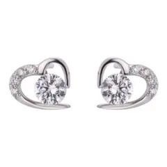 キラキラ　ハートピアス　ジルコニア　シルバー【両耳セット】