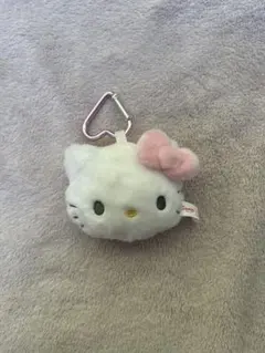 キティ ぬいぐるみキーホルダー フェイスキーリング カラビナ付き ピンク