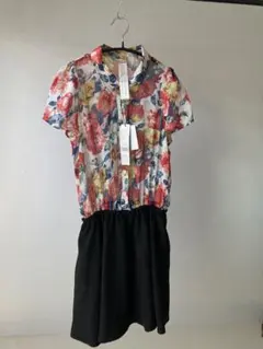 MURUA 花柄 半袖 ドッキングワンピース F