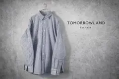 トゥモローランド 切替 ストライプシャツ　エルボーパッチ　春夏　ブロードシャツ