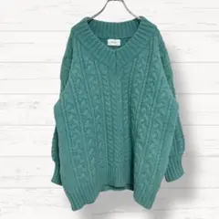 【ロージーROSIEE】長袖ケーブルニット F Vネック 無地 3361