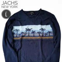 JACHS ネイビー Vネック ニット メンズ L