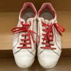 フェラガモ　ホワイト/レッド レザー スニーカー