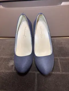 ダークブルー 高ヒールパンプスのサムネイル
