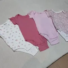 ベビー肌着　80 花柄　ピンク　４枚組