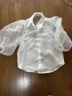 ZARA ドット柄 シアーブラウス ボリュームスリーブ