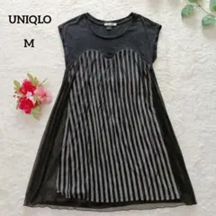 UNIQLO G.V.G.V. ワンピース ストライプ 黒 M チュール