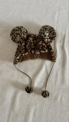 ヒョウ柄ミッキーハット ミニーちゃん付き