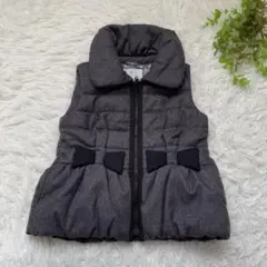美品✨KUMIKYOKU組曲◆キッズ　ダウンベスト(S)グレー　リボンポケット