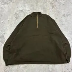 ウールリッチ　ハーフジップ　スウェット　XL　オリーブ系　無地　古着