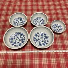 栄楽窯　青い花柄 陶器5個セット