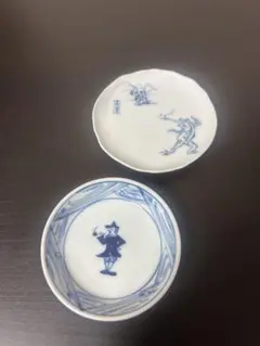 豆皿セット　しん窯青花　高山寺　鳥獣戯画
