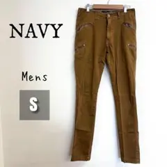 【美品】NAVY メンズ S カーゴ風 チノパン 茶 ストレッチ マックハウスのサムネイル