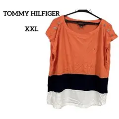 TOMMY HILFIGER 半袖Tシャツ XXL フレンチスリーブ　肩ボタン