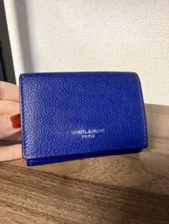【訳あり破格】サンローラン ブルーレザー 三つ折り財布　SAINTLaurentのサムネイル