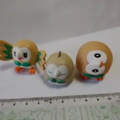 ポケモンフィギュア　モクロー　セット　指人形　ストラップ　モンコレ