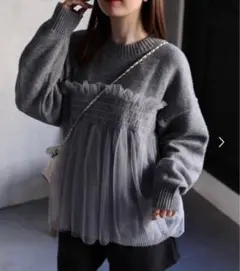 sakishimatokyo チュールドッキングプルオーバーニット グレー F