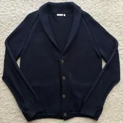 ★リネン混 XL★ カルバンクライン ニット カーディガン ショールカラー 紺のサムネイル