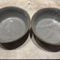 グレー ストライプ 陶器皿 2個セットのサムネイル