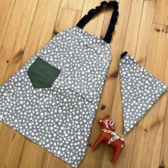 着脱簡単！ 子供エプロン 120 〜 130 三角巾セット☆ アニマル柄